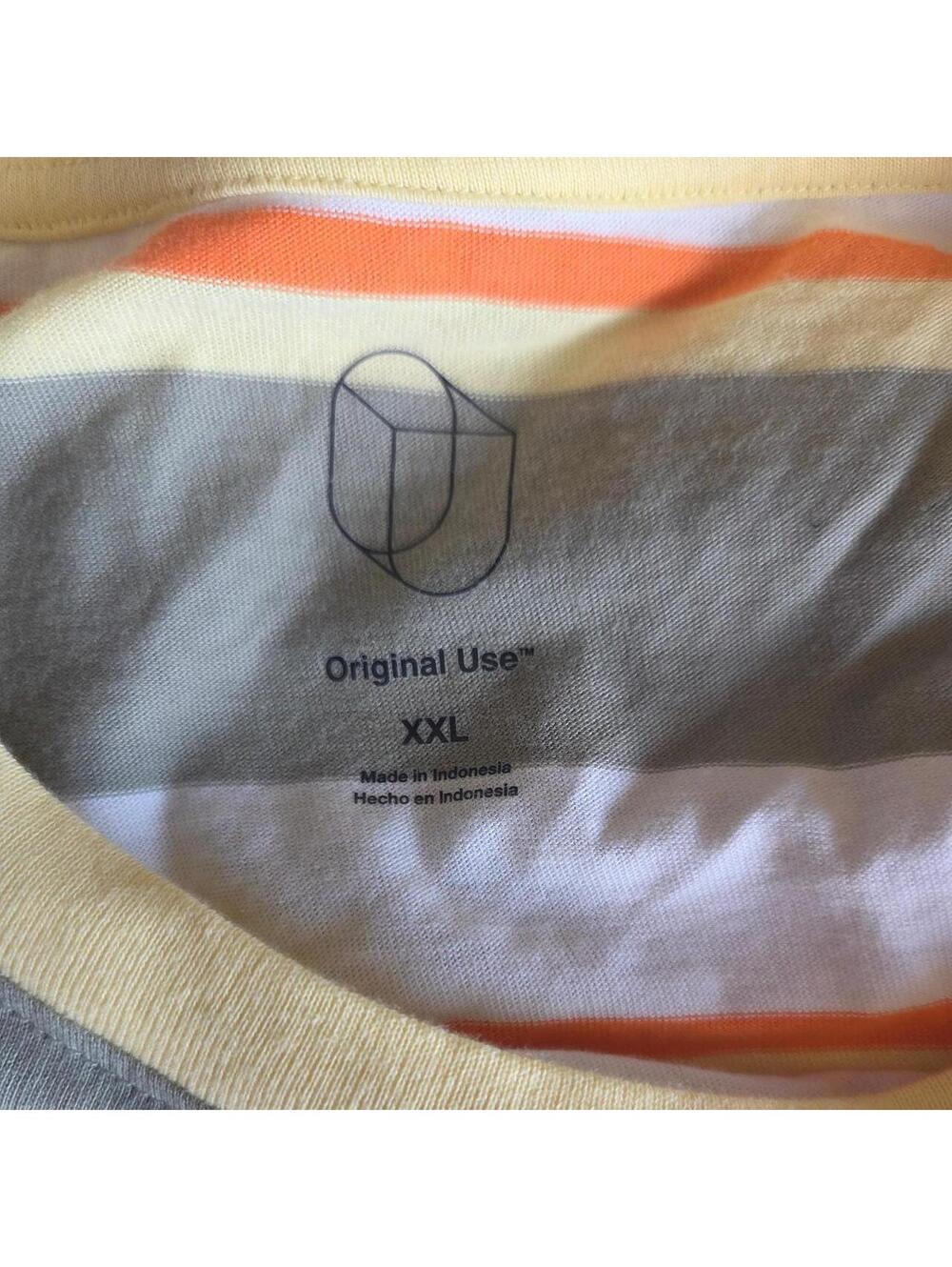 Original Use striped t-shirt with horizontal stripes in olive green, orange - Picture 4 of 4